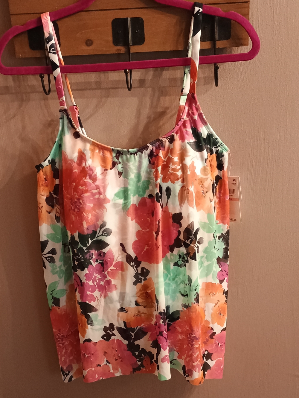 Island Waves Floral Spaghetti-Strap Tankini Top - SZ 10 NWT